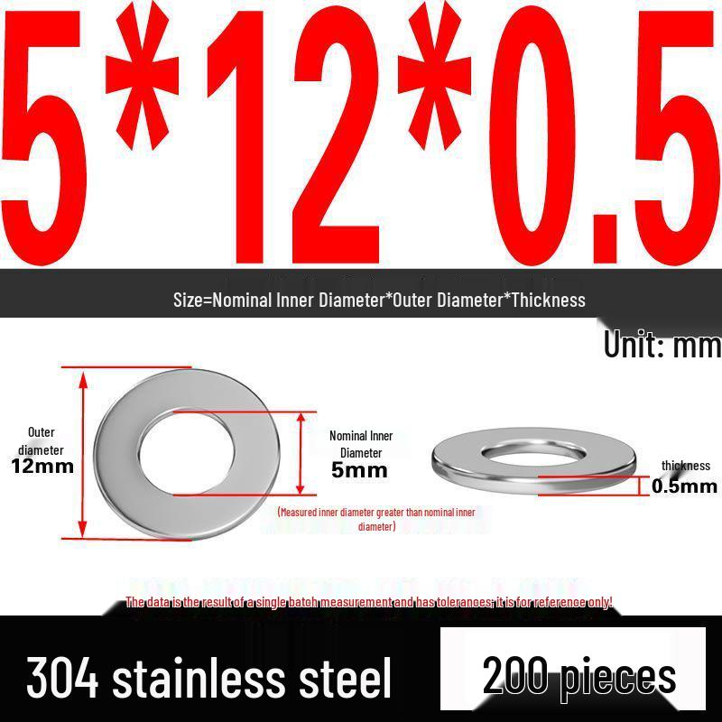 Thickened 304 Stainless Steel Flat Washer Spacer (M2-M36)