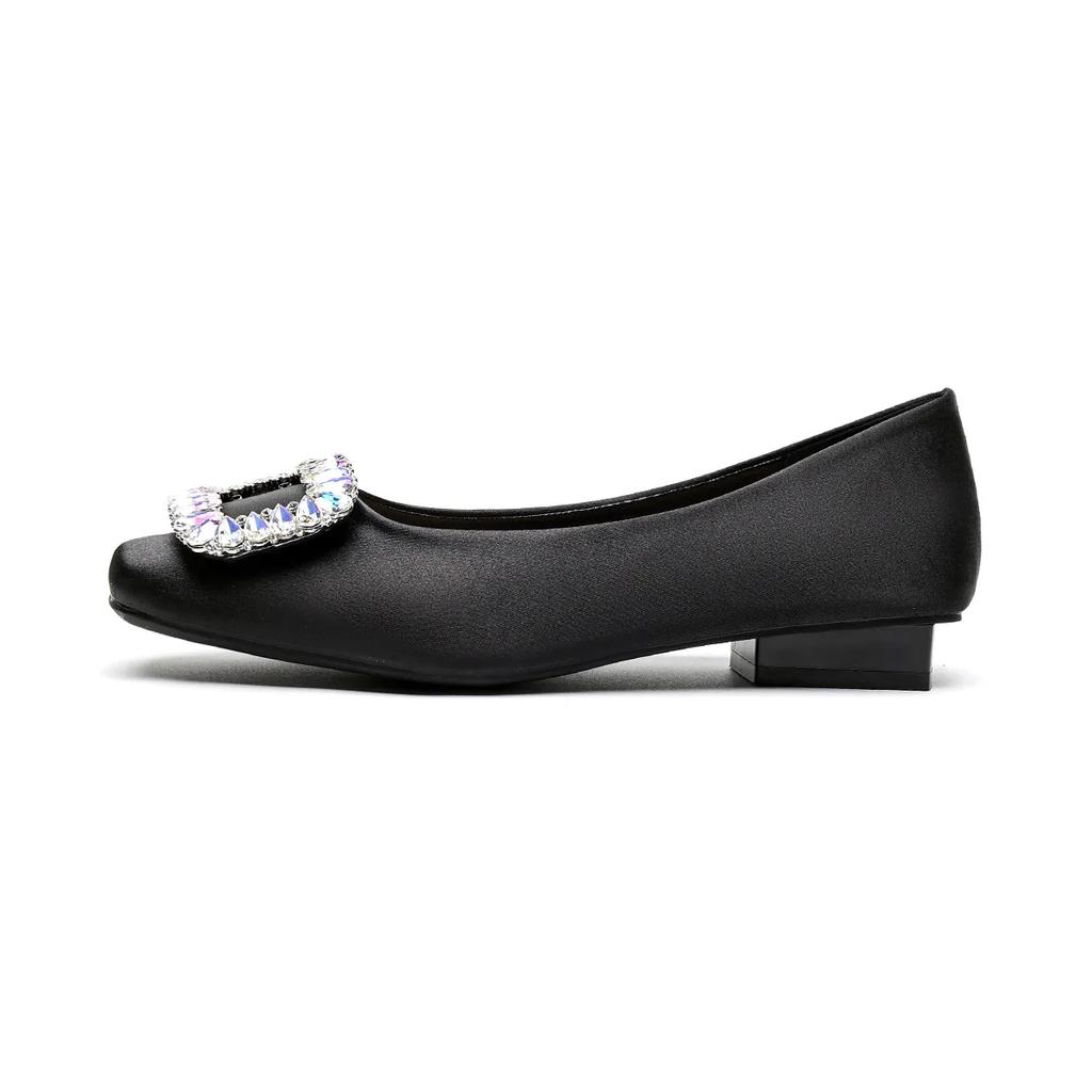 Fashion Rhinestone Square Toe Mary Jane Shoes for Women Designer Leather Women High Heels Fashion Big Size Light Casual Shoes Female