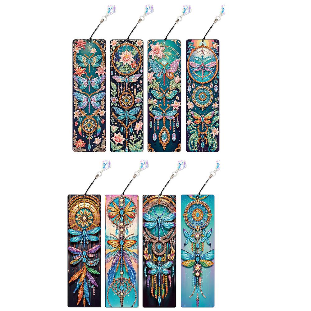 8Pcs Colored Patterns DIY Diamond Art Bookmark Diamond Painting Art Bookmarks for DIY Making Beginners Adult Art Craft Supplies
