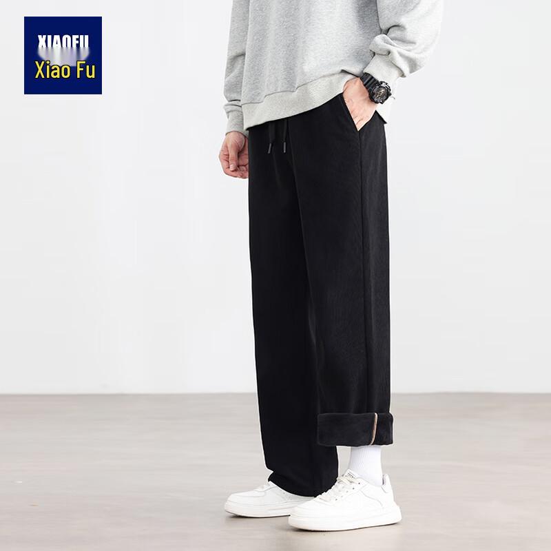 

Xiao Fu Men s 2025 Winter Fleece-Lined Loose Wide-Leg Casual Trousers XL