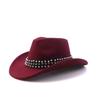 European and American Western Cowboy Hats Men's and Women's Big-brimmed Woolen Top Hats Autumn and Winter Women's Pearl Jazz Hats