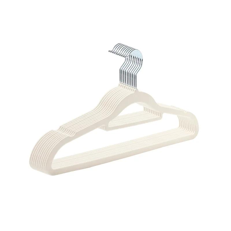 10/20Pcs Velvet Clothes Hangers, Non-Slip Flocked Felt Clothes Hangers, Solid Clothes Hangers, Saving Closet Spa White Gray