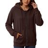 Women's Loose And Comfortable Zipper V-neck Long Sleeved Solid Color Pullover Sweatshirt Jacket