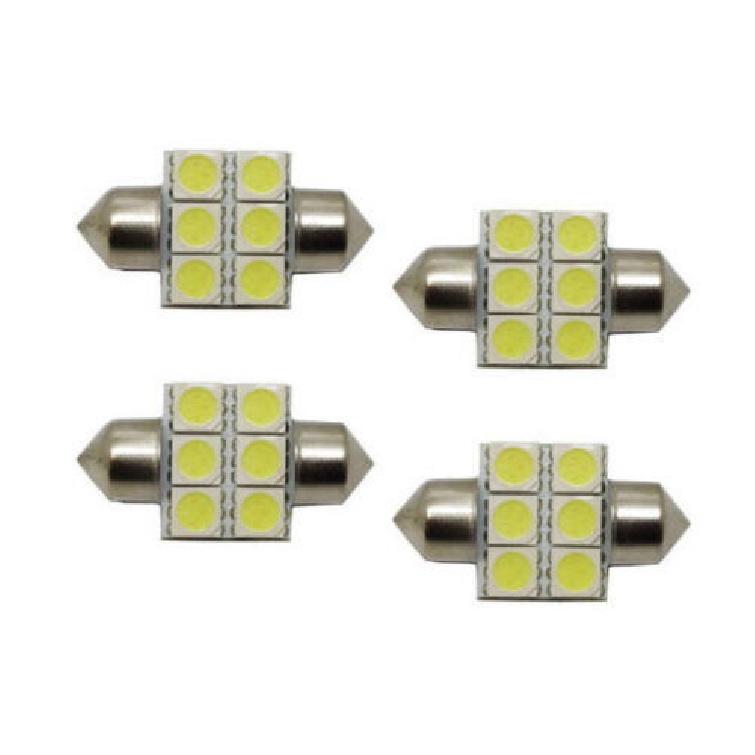 (4) White 6-SMD 31mm 1.25" DE3175 Festoon LED Visor Vanity Mirror Light B