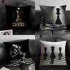 Chess Cool Cushion Cover Natural Linen Organic Fabric DoubleSided Printing Sofa Home Decor Gift Pillow Case