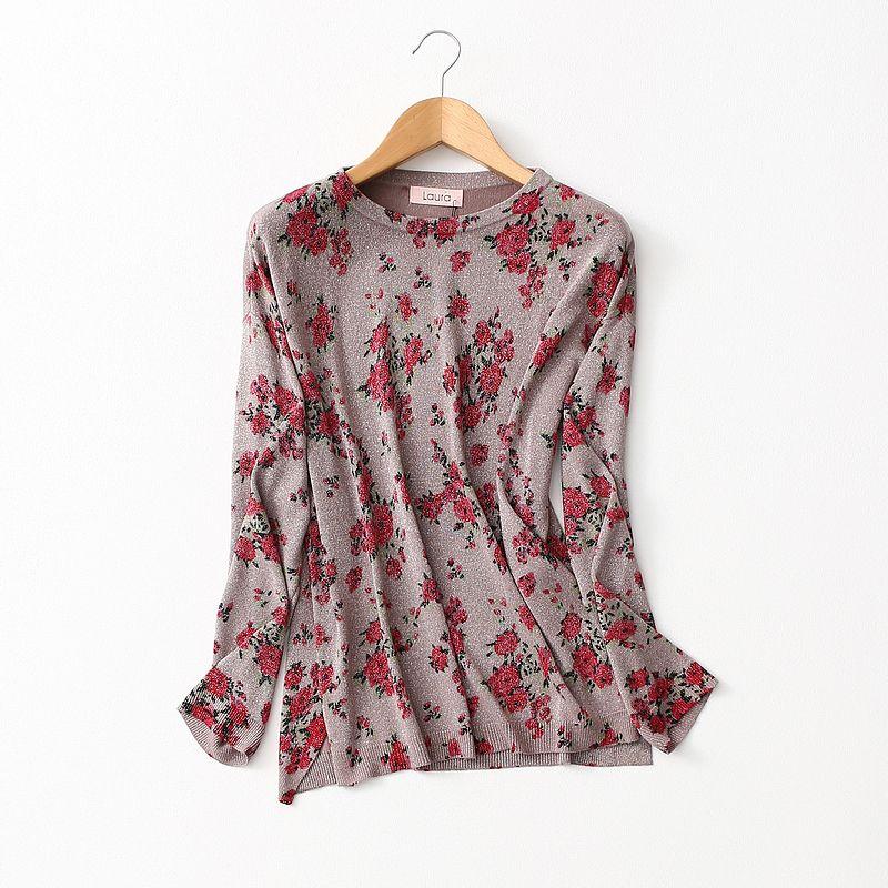 

Export Export Mom Clothes Print Drape Non-Ironing No Pilling Fil-Lumiere Knitwear Autumn and Winter Undershirt Middle-Aged and Elderly Bean paste XL(Too big)