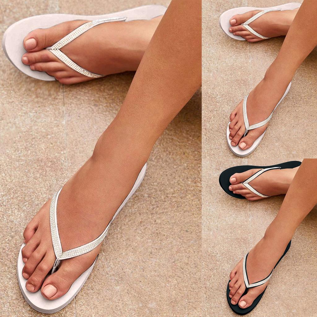 Flip Flop Damen Sommer Damen T-String Glänzend Strass Flache Hausschuhe Für Lässige Freizeitkleidung Strand Flip Flops Pantoufles Femme