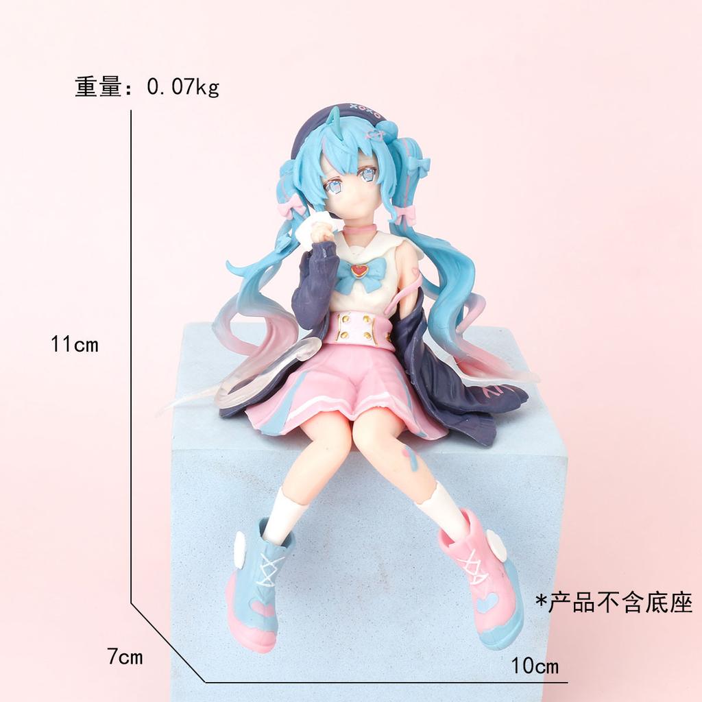 The Hatsune Miku Action Figure Anime Figure Pink Sakura Sitting Position PVC  Model Toy Decoration Collect Gifts
