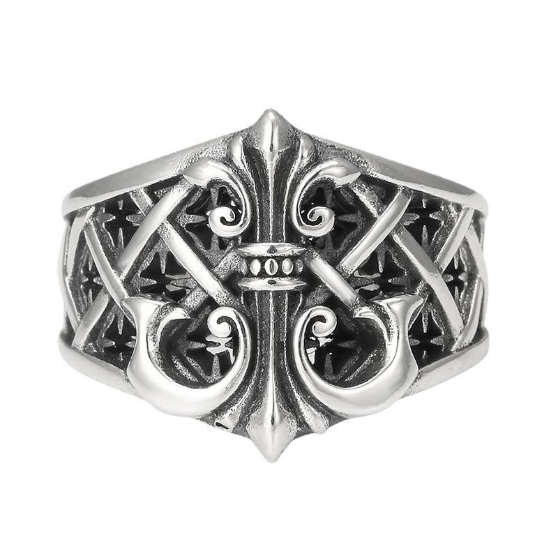 Men's Vintage Opening Punk Wind Anchor Personality Mechanical Hip Hop Trend Thai Silver Single Ring