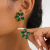Retro Green Enamel Flower Stud Earrings - Artistic, Holiday Style Design for Women