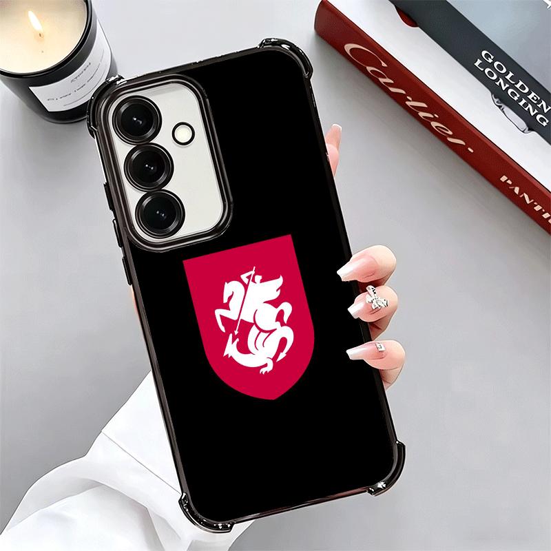 Georgia Passport Flag Plating Phone Case For Samsung A17 A07 A37 A57 A16 A56 A15 A55 A14 A54 A13 A53 A26 A36 A25 A35 A24 A34 A23