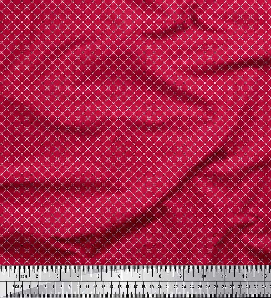 Soimoi Japan Crepe Satin Fabric Geometric Small Print Fabric by Metre 42 Inch