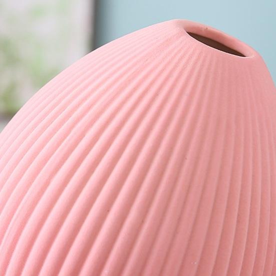 Ceramic Vase Small Modern Flower Vase for Fresh/Artificial Flowers Ribbed Farmhouse Decorative Vase