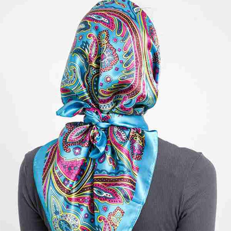 Summer Luxury  Silk Scarf Square Hijab Women Wraps Summer Chic Cycling Hair Bandana Hijabs Foulard Scarves 90*90Cm
