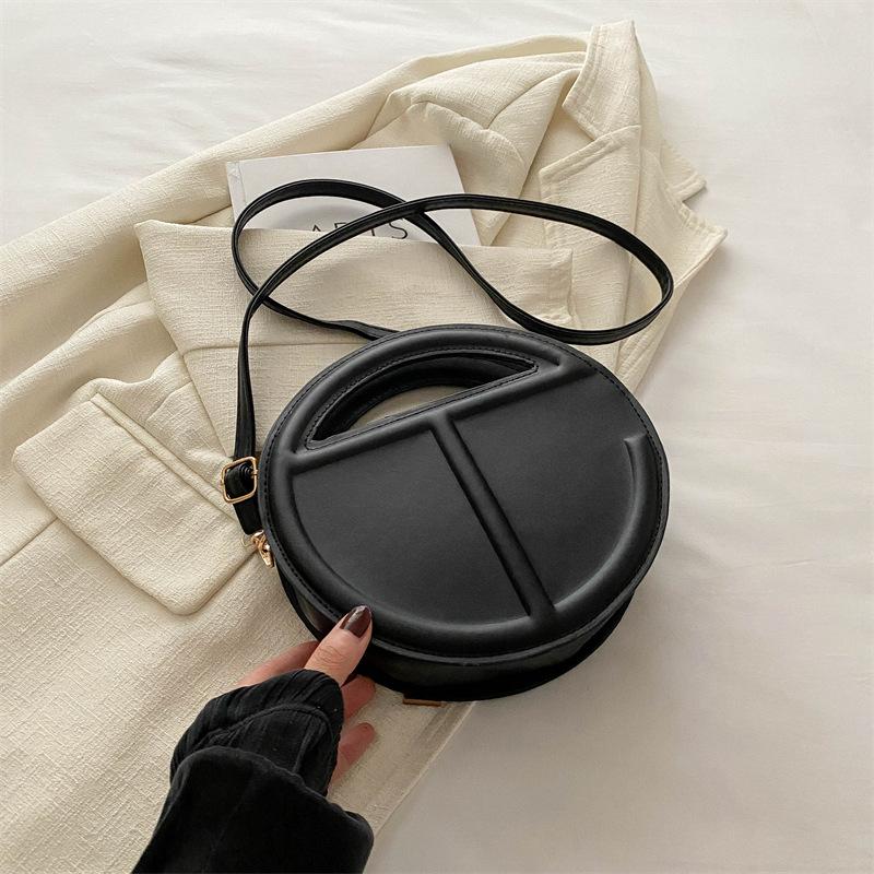 

Простая ретро маленькая круглая сумка повседневная модная сумка для поездок на работу 2024 новая летняя корейская версия простая модная косая сумка чёрный