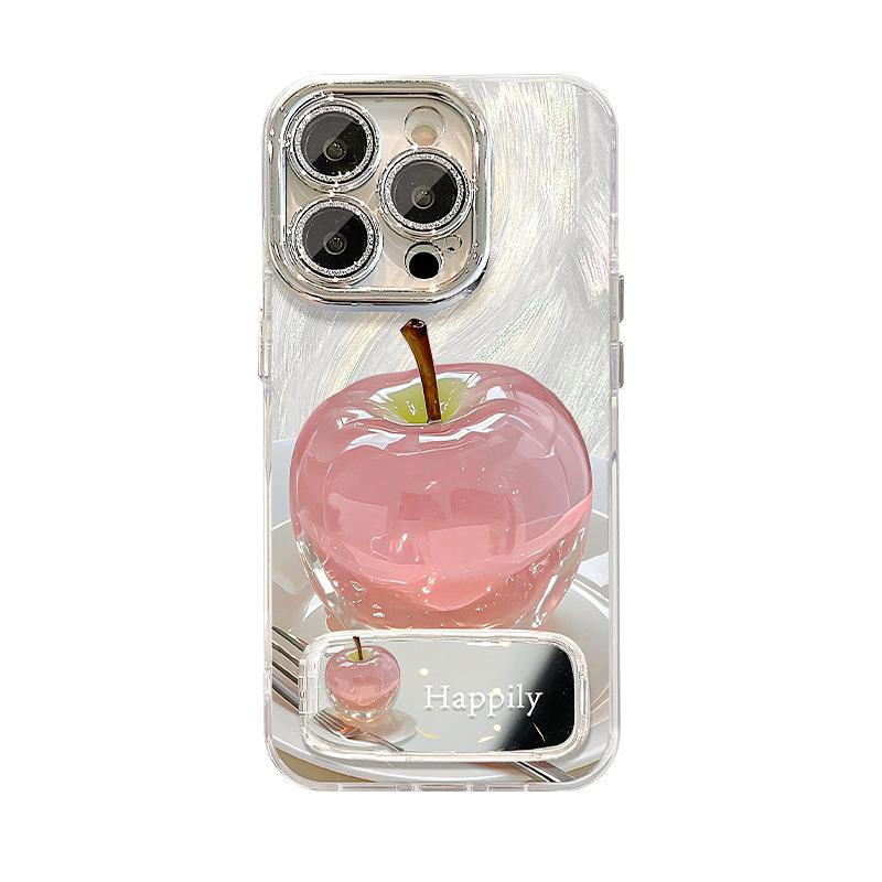 Crystal Apple Mirror Stand Applicable To Apple 13 Mobile Phone Case Huawei Mate60pro Feather Yarn 15 All Inclusive 14/11