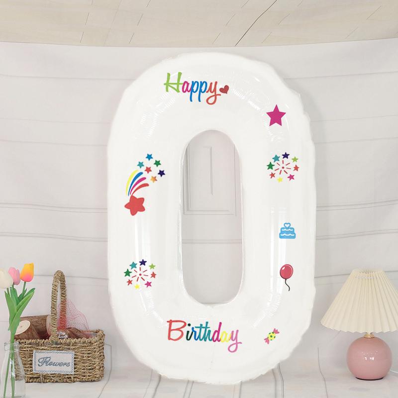 White Outdoor Baby's First Birthday Number Balloons - Children’s Photo Prop and Birthday Decoration Scene