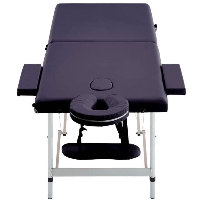 VidaXL 2-Zone Foldable Massage Table Aluminium Purple 110195