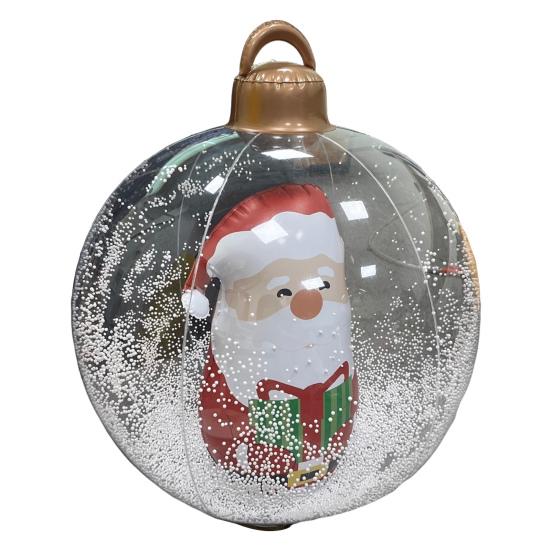 Boule de Noël Gonflable Transparente avec Lumières Décoration de Noël Extérieure en PVC Ornement Flocon de Neige Rempli de Mousse Fausse Boule de Cristal pour Décor Festif