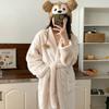 Solid ColorCoral Fleece Nightdress Women Winter Sweet Princess Sleepwear Bathrobe Thickened Flannel Pajamas Women Homewear Dress