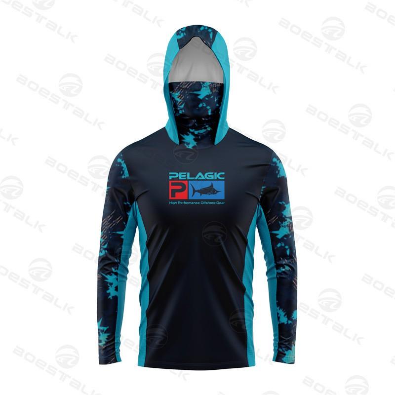 Mens Lightweight Quick-Dry Fishing Hoodie With Neck Cover UV Protection Long Sleeve Outdoor Angling Fall