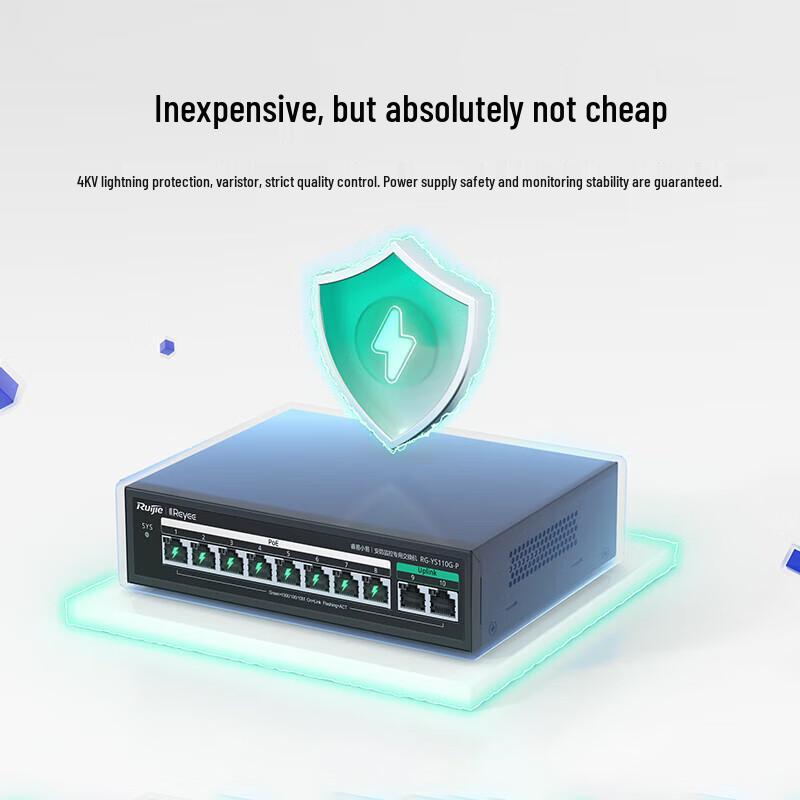 Ruijie Reyee 10portový gigabitový PoE switch pro dohled