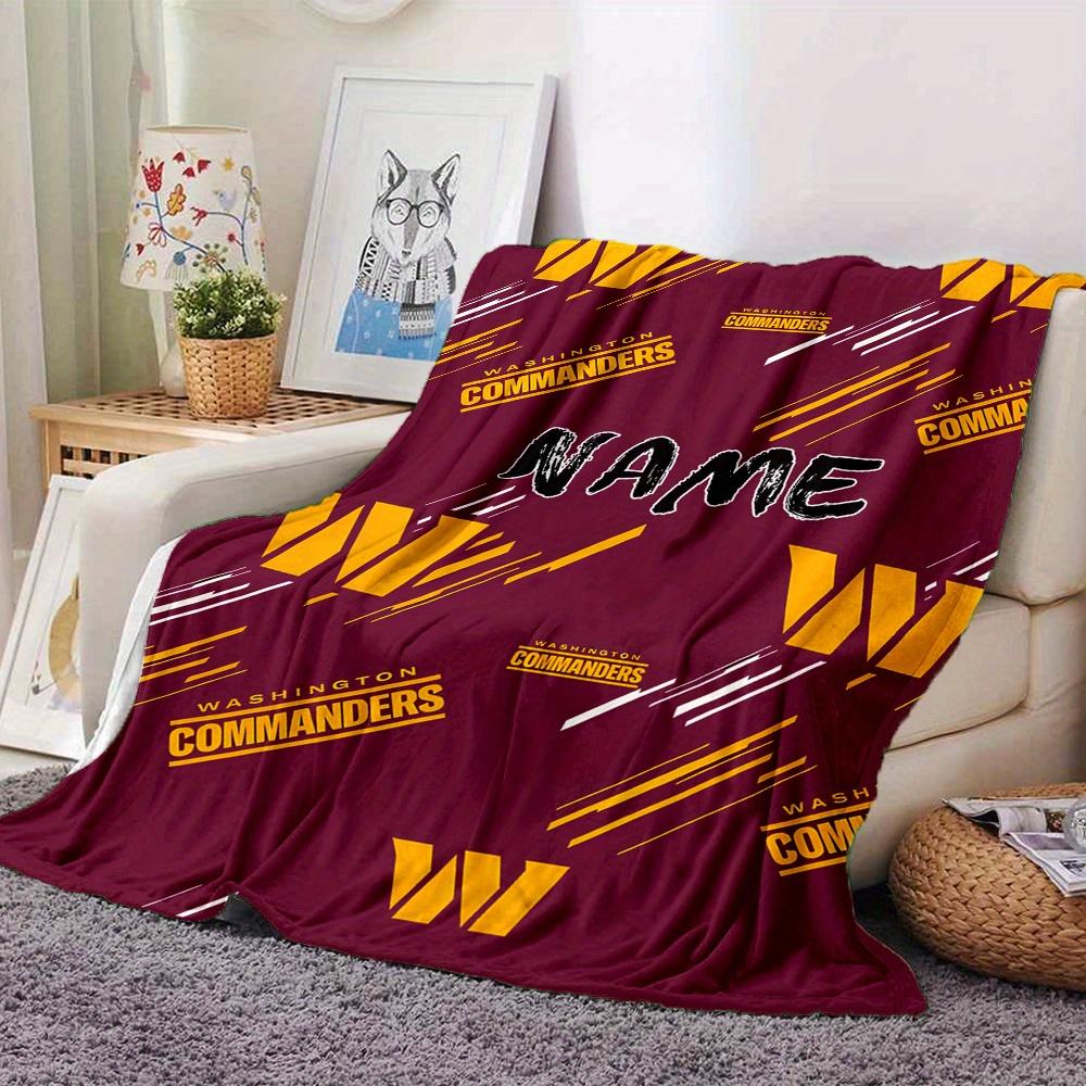 Washington Commanders Logo Design Customized Your Name Blanket Lightweight And Comfortable Warm Blanket Suitable For Bed Home Chair Office Sofa
