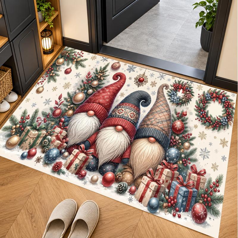 Christmas Theme Floor Carpet, Soft Area Rug, Xmas Indoor Home Holiday Decoration