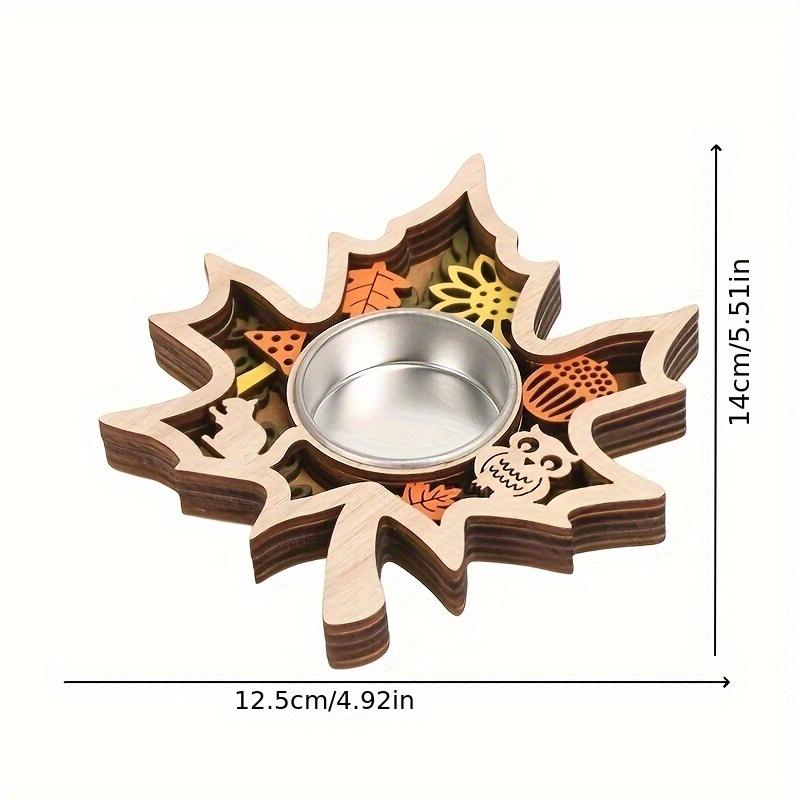 1pcHalloween Pumpkin Bat Candle Holder Thanksgiving Maple Leaf Candle Holder Party Table Decoration Ornament Wooden Candle Holde
