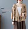 Korean Style Batwing Sleeve Cotton-Linen Cardigan for Women