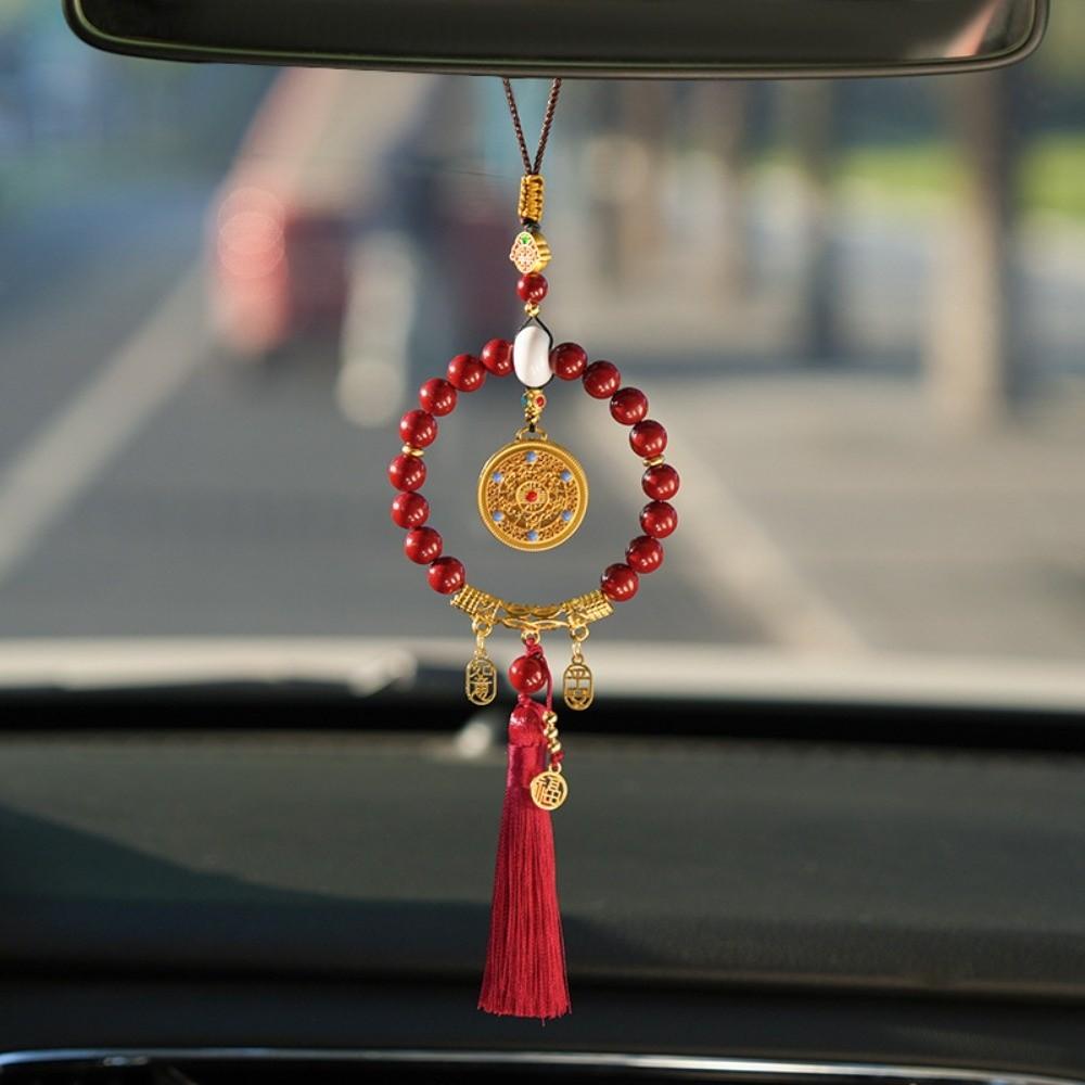 Vehicle Decoration Car Hanging Ornament Five-Fortune Round Rearview Mirror Pendant  Car Interior