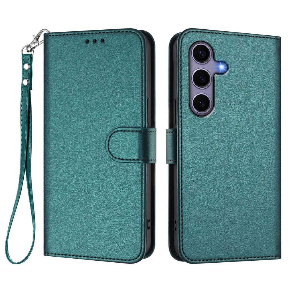 For Samsung Galaxy S24/Galaxy S25 Leather Case Wallet Stand Phone Cover with Wrist Strap