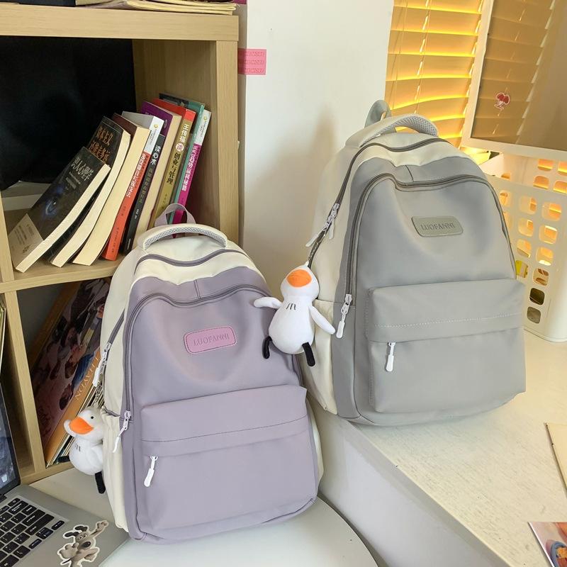 Schoolbag New Schoolbag Female Junior High School Students High School Students Large Capacity Contrasting Color Backpack College Students Campus Wind