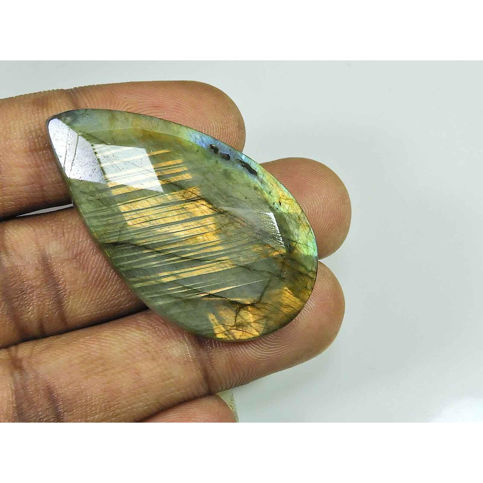 

Natural Labradorite 26X45MM Oval Checker Cut Stone Cabochon Gemstone 78Cts. SK-2538