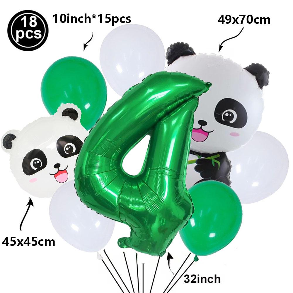 Cartoon Panda Animal Green 32inch Foil Number Balloon Set Children Birthday Party DIY Decoration Baby Shower Kids Animal Balloon