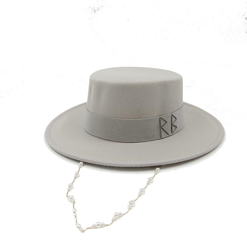

High-end custom Fedora hat punk style winter rose red flat top letter elastic band men and women hat Fedora sombrero 56-58cm