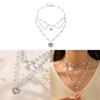 Collier à chaîne en perles artificielles pour filles avec pendentif cœur multicouche Été