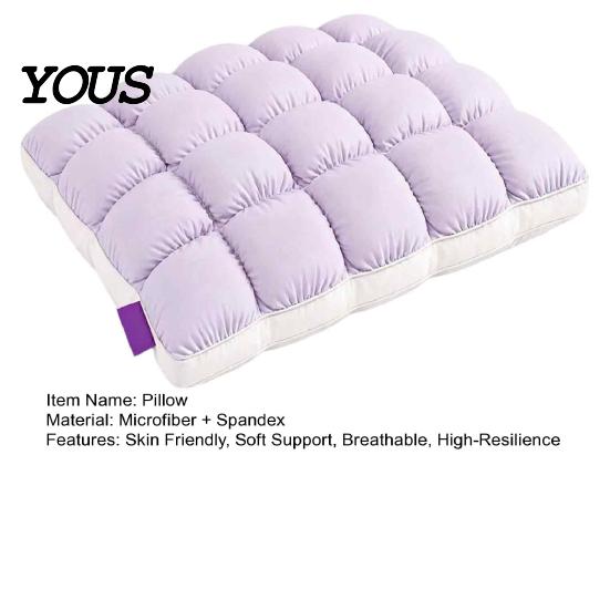 Luxury Hotel Style Pillows Mellow Puff Cooling Cloud Pillow, Ice?Silk Quilted Grid Bed Soft Quilting Pillow Inserts Support for Side & Back
