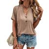 QICED Women's Fashion Casual Solid Color Print Short Sleeve V Neck Blouses & Shirts