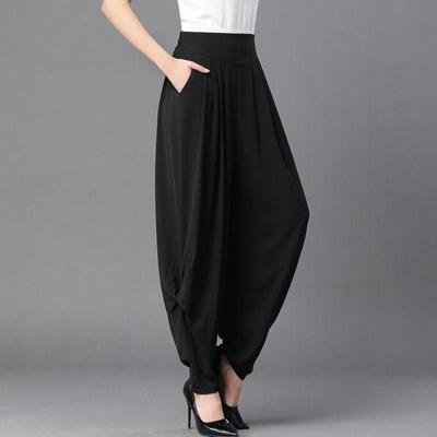 Women Harem Pants Elastic Band High Waist Loose Wide Leg Loose Casual Solid Harajuku Radish Trousers