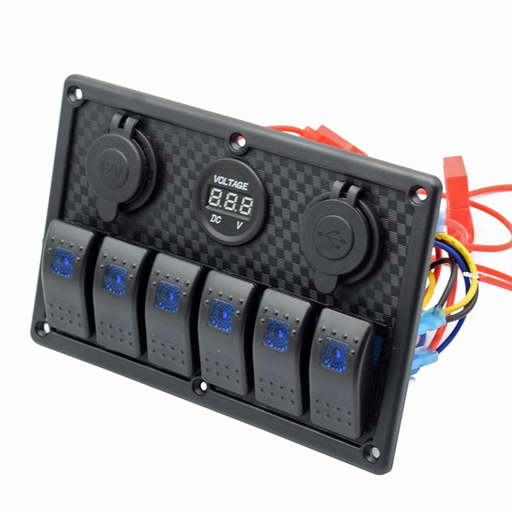 3 Gang 12V-24V Dual USB Waterproof Car Marine Blue LED Switch Panel Power Socket 3 Gang 12V-24V Dual USB Waterproof Car Marine Blue LED Switch Panel Power Socket