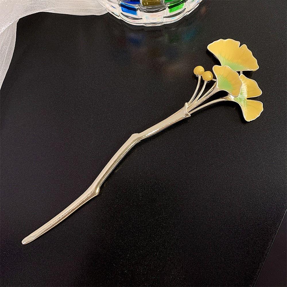 

Tools Braided Hairpins Korean Hair Clip Chinese Hair Fork Women Hanfu Hairpins Ginkgo Hair Sticks жёлтый