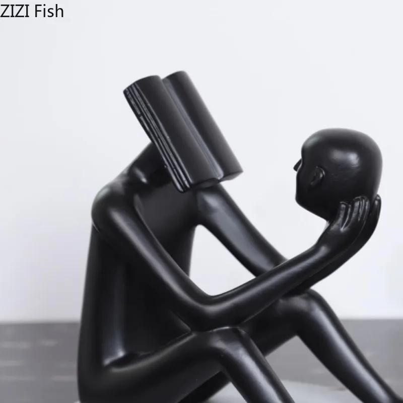 Book Reader Figure Sculpture Room Aesthetic Decor Creative Character Resins Crafts Abstract Figures Statue Desk Decoration