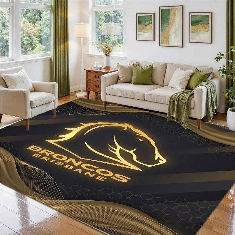 Brisbane Broncos Design Crystal Velvet Rug Soft Decorative Mat for Bedroom Entrance