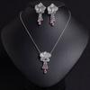 Vintage New Flower Tassel Necklace White Jewellery Zirconia Set For Wedding Party Dress Bridal Evening Party Accessories M-233
