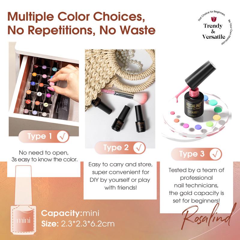 ROSALIND 23pcs Gel Nail Polish Set -Temperature Change Color Base Top Coat Soak Off Hybrid Semi Permanent Gel Varnishes Nail Art