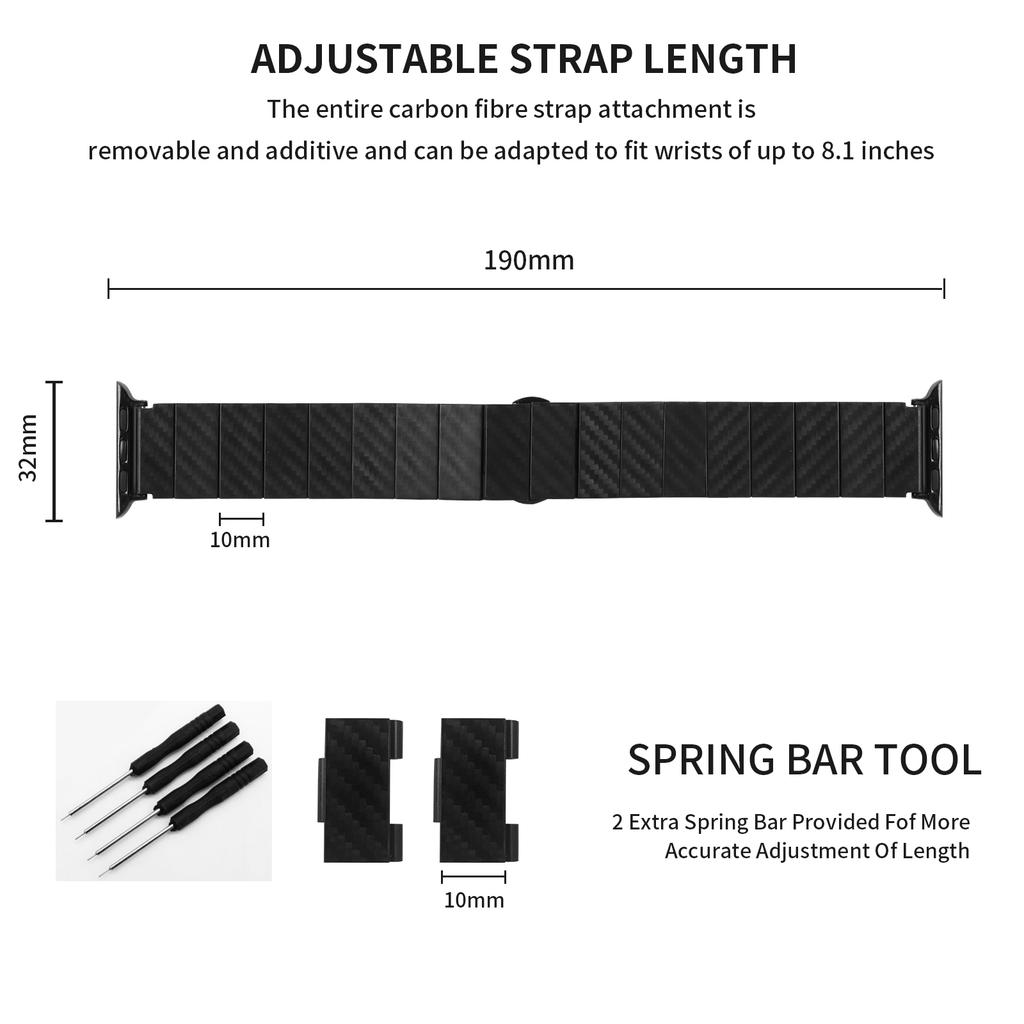 Watch Band for Apple Watch Series 10 42mm/9 8 7 41mm/SE (2023) SE (2022) SE 6 5 4 40mm/3 2 1 38mm Carbon Fiber Wrist Strap