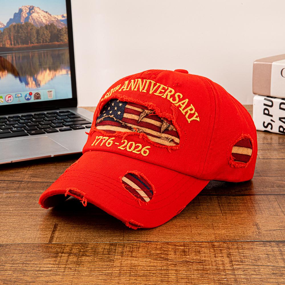 Vintage Distressed Usa 250Th Anniversary 1776- American Flag Baseball Cap Men Women Adjustable Washed Dad Hat For Patriotic