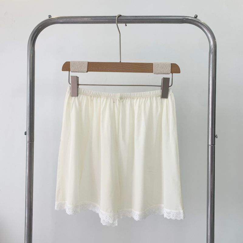 Pure Silk Base Shorts White Safety Pants Easiest for Match Loose Plaid Slimming Anti-Emptied Lace Women's Mulberry Silk