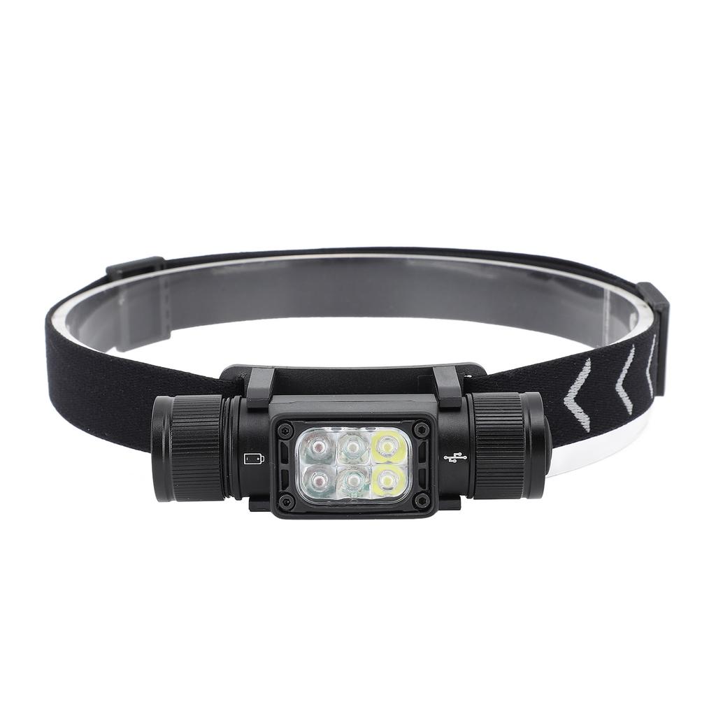 LED Headlamp 7 Modes Aluminum Alloy Waterproof USB Rechargeable Lightweight Head Lamp Flashlight